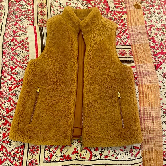 J Crew womens tan fuzzy vest
